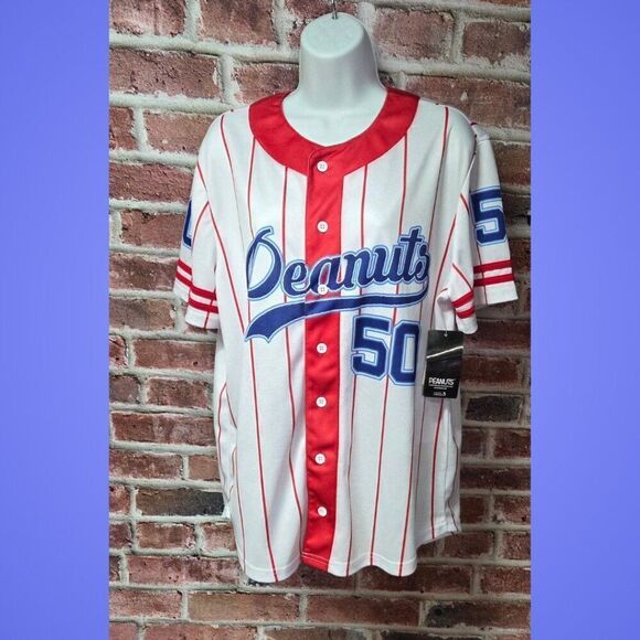 Peanuts Snoopy Baseball Jersey Large Button Down Good Grief Athletic Club - Picture 1 of 7